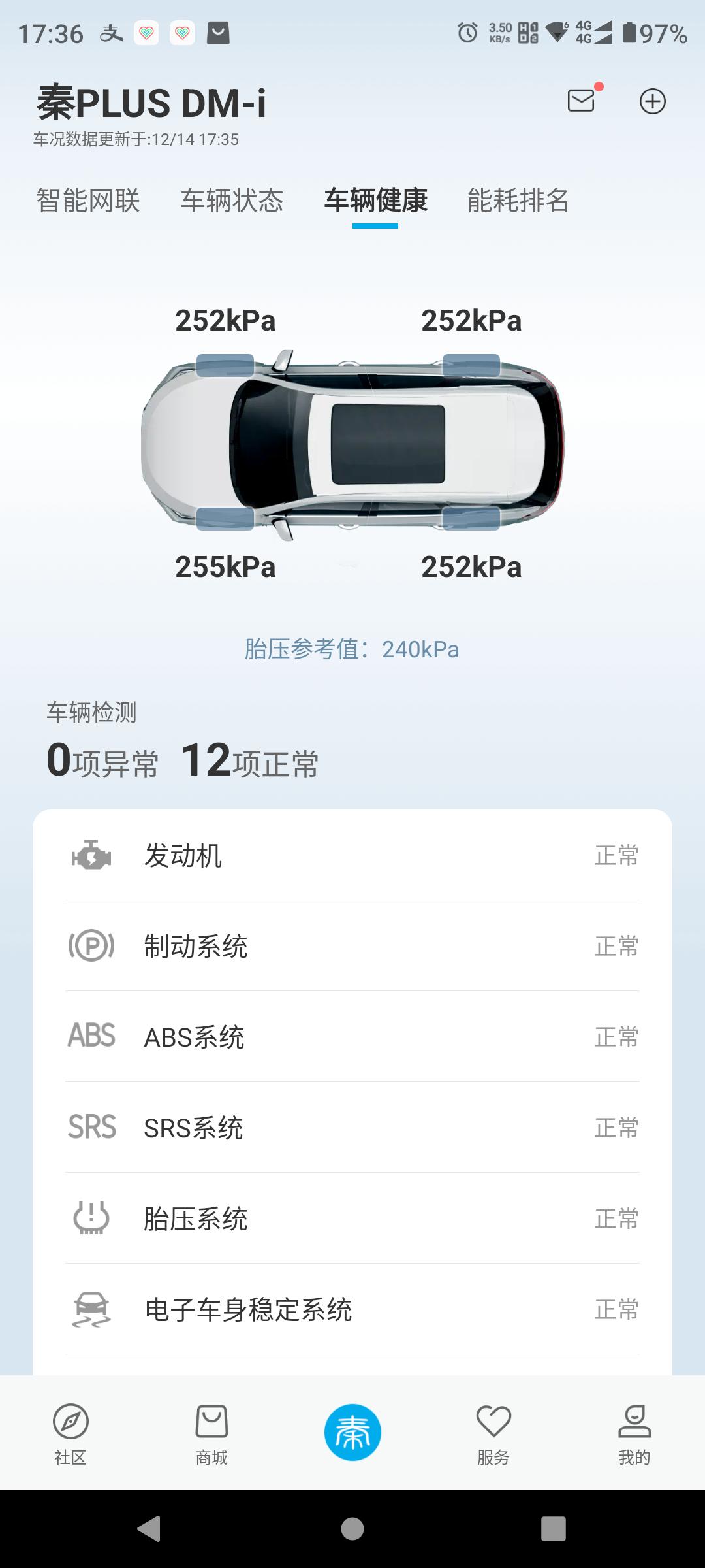 比亚迪秦PLUS DM-i 这个胎压算不算高？要不要放一点气啊