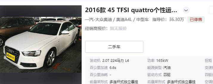 急！急！急！求15、16款奥迪A4L个性运动款的车友分享一下车架号，需要定一个这个年份的全包围