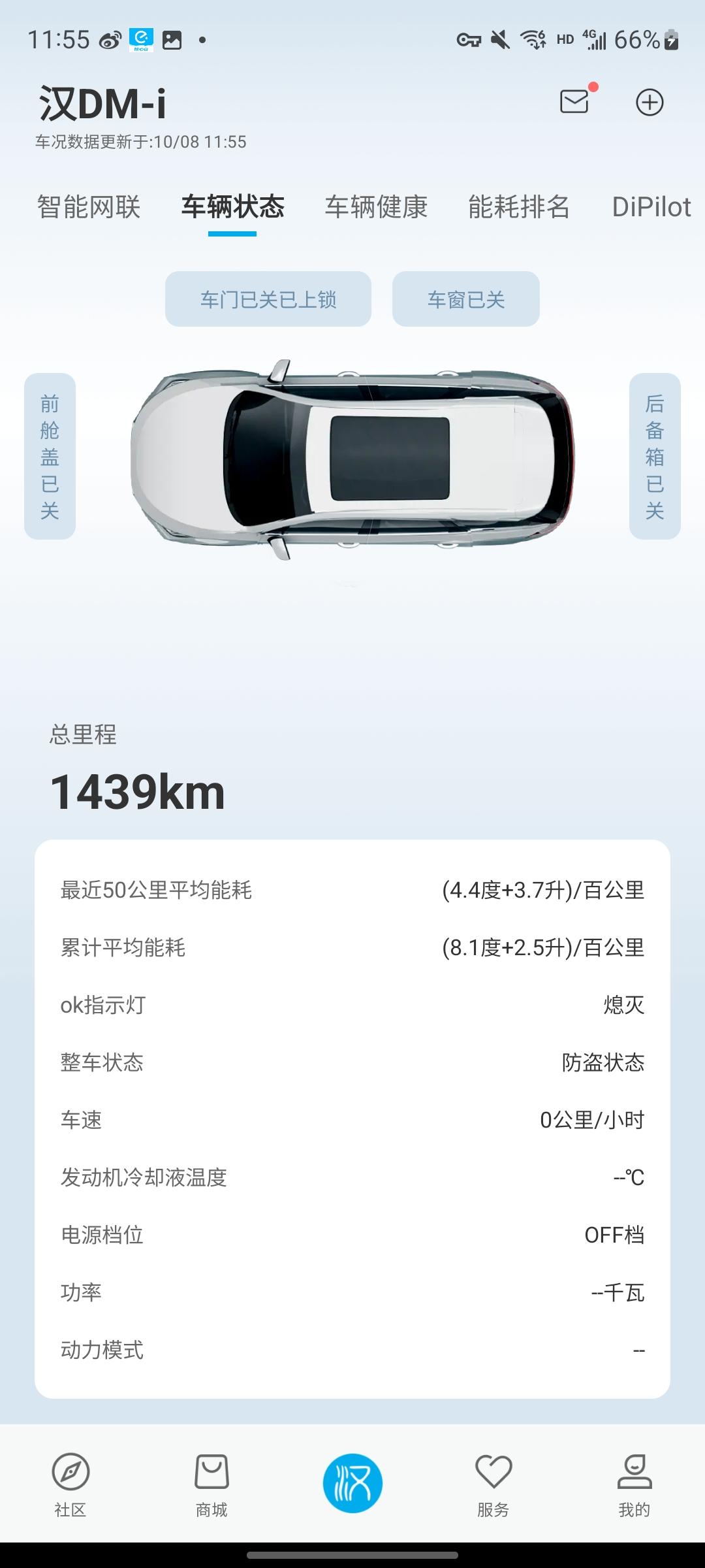 比亚迪汉DM 9月29号提的汉dmi，使用目前行驶1439公里，出现了两个小问题。首先是丹拿音响有时候声音会变得很小，过