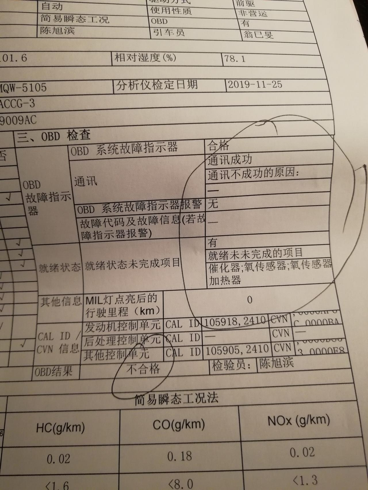 你好，我的别克君威车早上刚去四儿子地方修了发动机电磁阀，清了故障码，下午马上去年检，是不是会造成obd就绪未完成，需要多