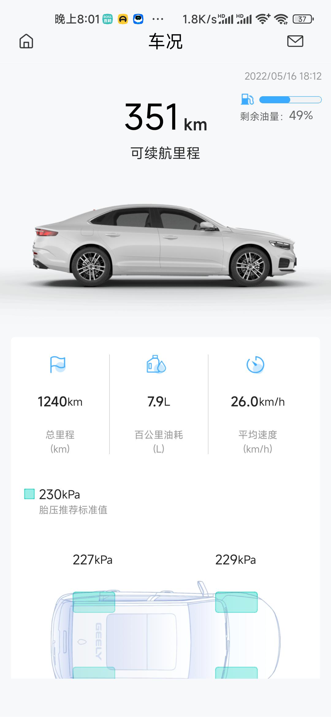 吉利星瑞 公里油耗问题目前一千多公里，算上已行驶里程和表显可续航里程，目前一公里六毛四，不知道啥水平之前没开过车，也不知