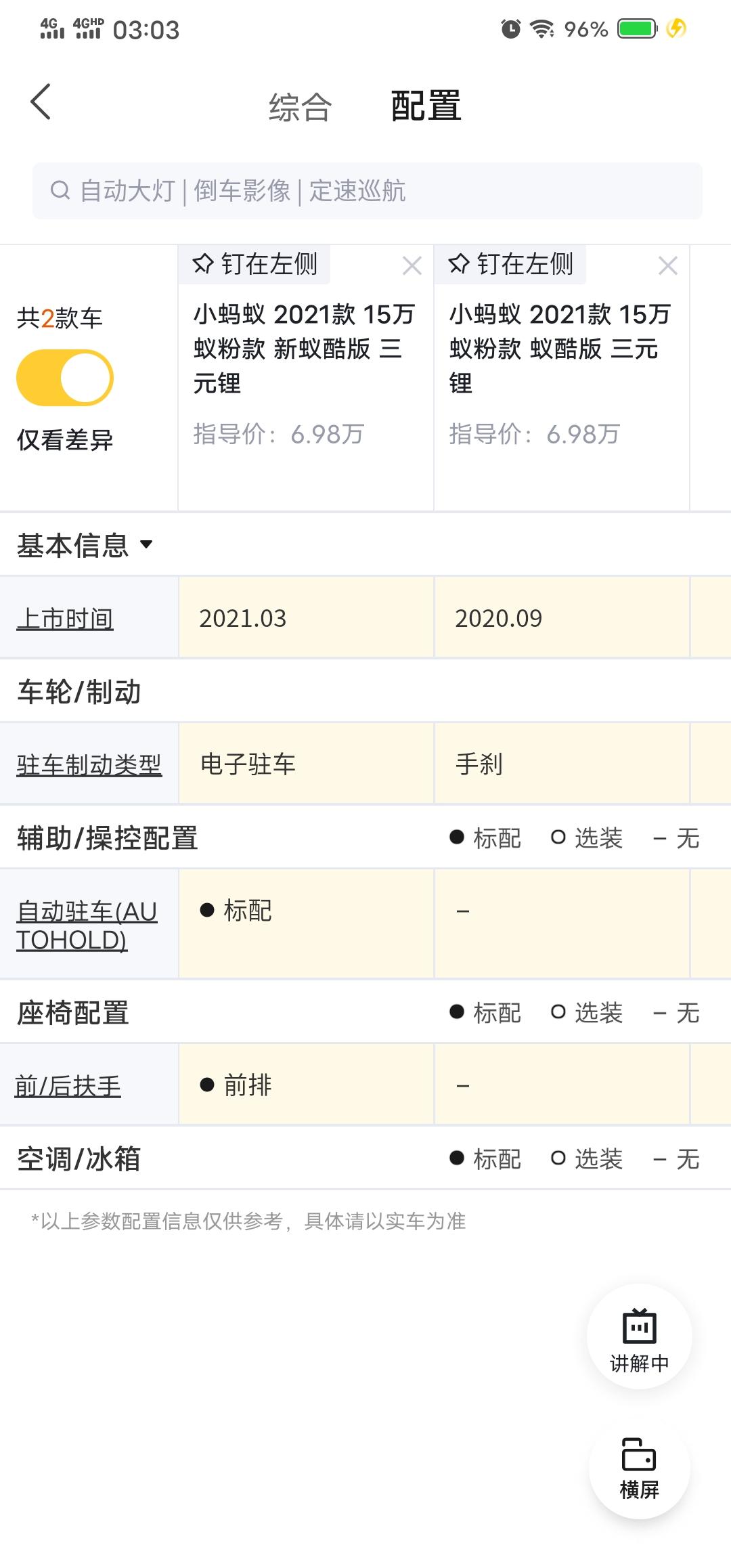 奇瑞新能源小蚂蚁 蚁酷分两种吗？我三月底交的定金 是手刹的！感觉价格一样呢！