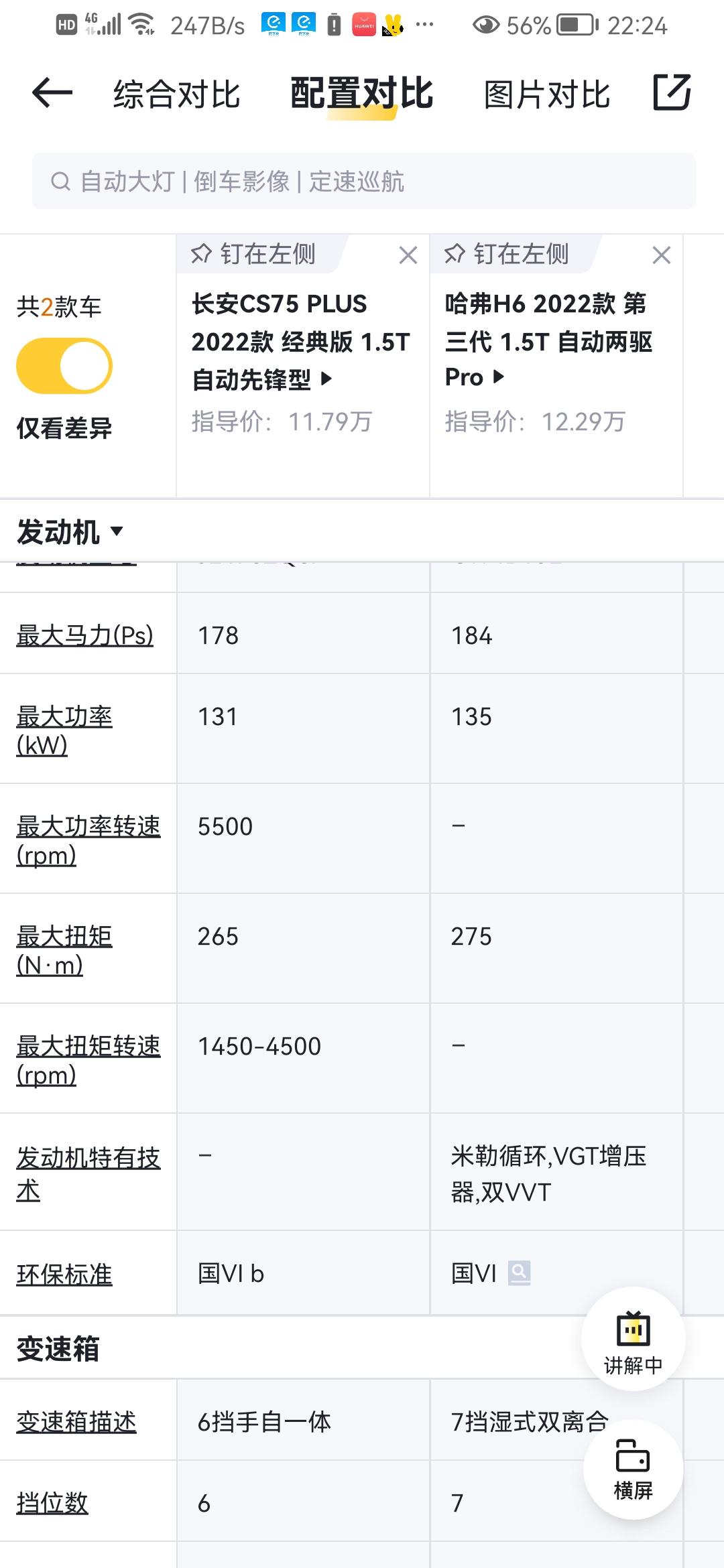 长安CS75 PLUS 大神们，求助一个问题，当75p二代经典自动先锋和h6三代pro落地价格都能谈到11.5万时候选择