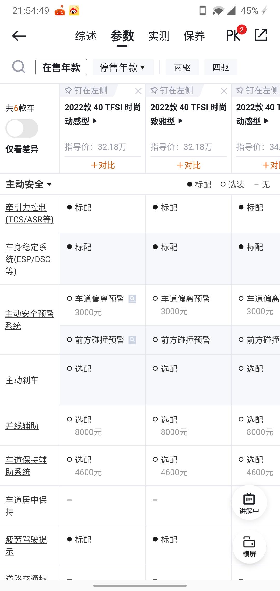 奥迪A4L 兄弟们这上面选配有价格和没价格有啥区别啊