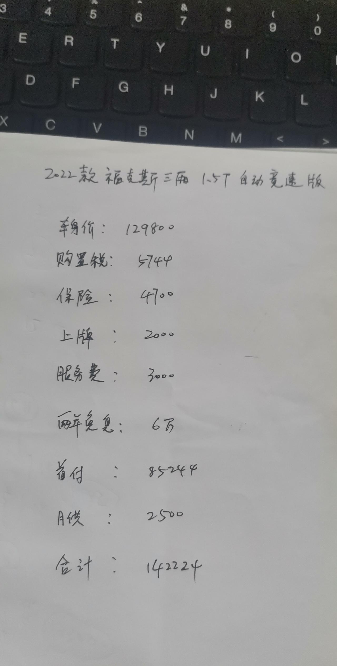 作品管理图文2022款福克斯三厢 1.5T 自动竞速版，坐标深圳。首付85244，两年免息6万，落地14.5224 裸车