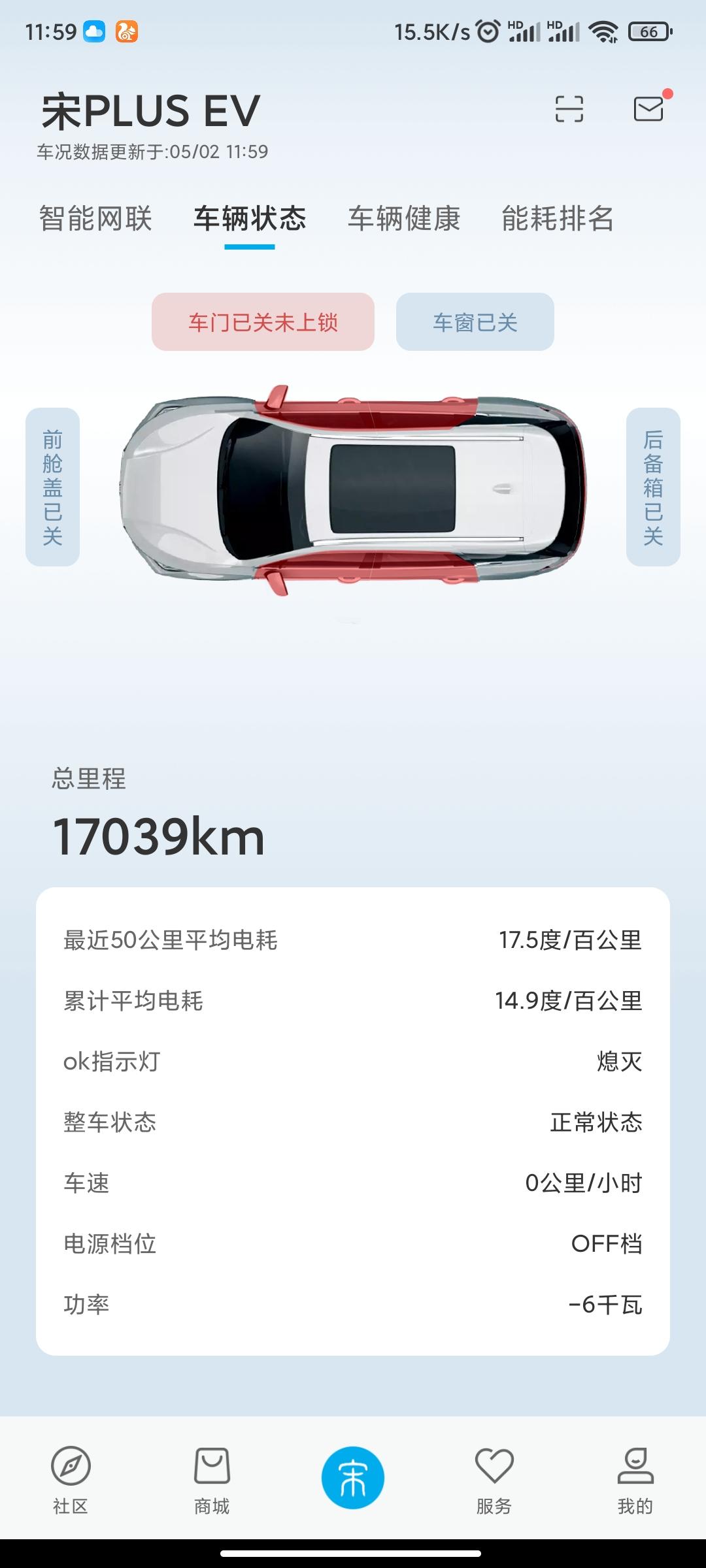 比亚迪宋PLUS EV 1.7w公里了，配置表标了后视加热开了也没用的，因为根本没