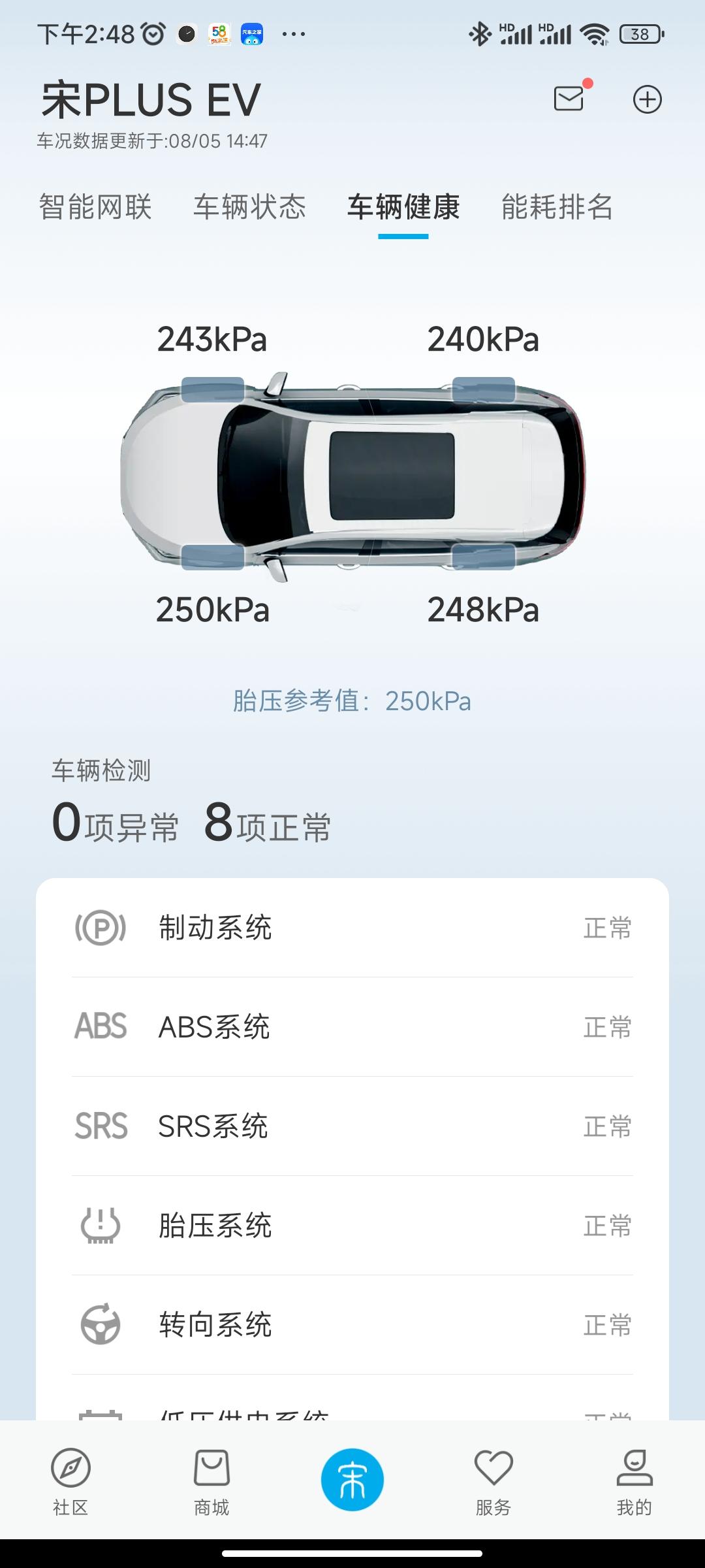 比亚迪宋PLUS EV 提车两个多月，胎压打到250kpa，一个后就会降到230kpa,每个打气一次，正常吗