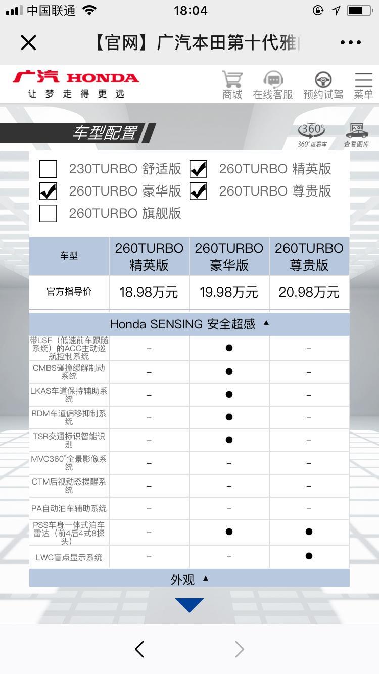 雅阁-豪华版的配置在尊享版上反而没有了吗？