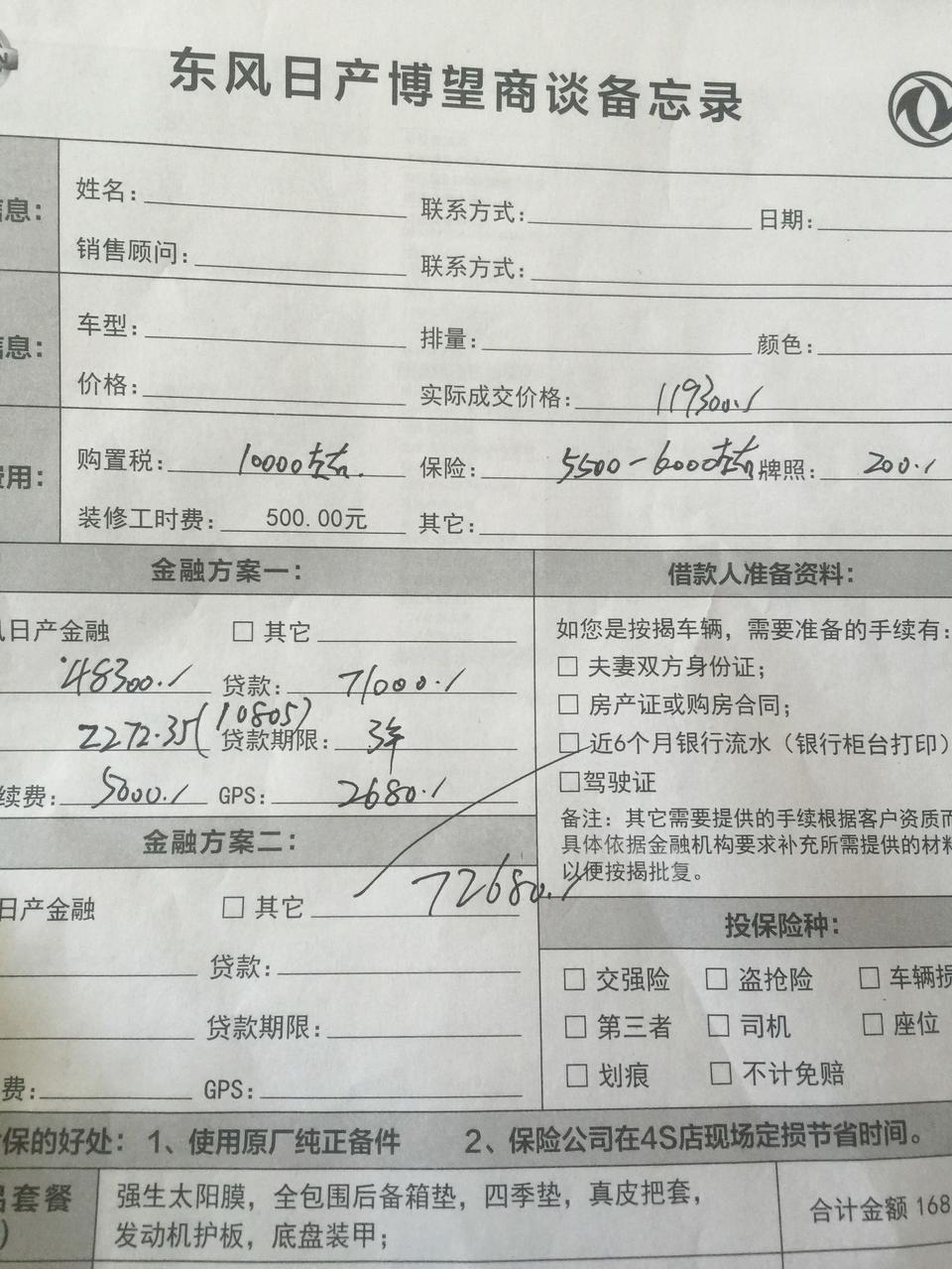 新疆乌鲁木齐 新款轩逸尊享版  到了4s店  未讲价格  贷款百分之四十  三年  有手续费5000 GPS两千多  这个合理吗