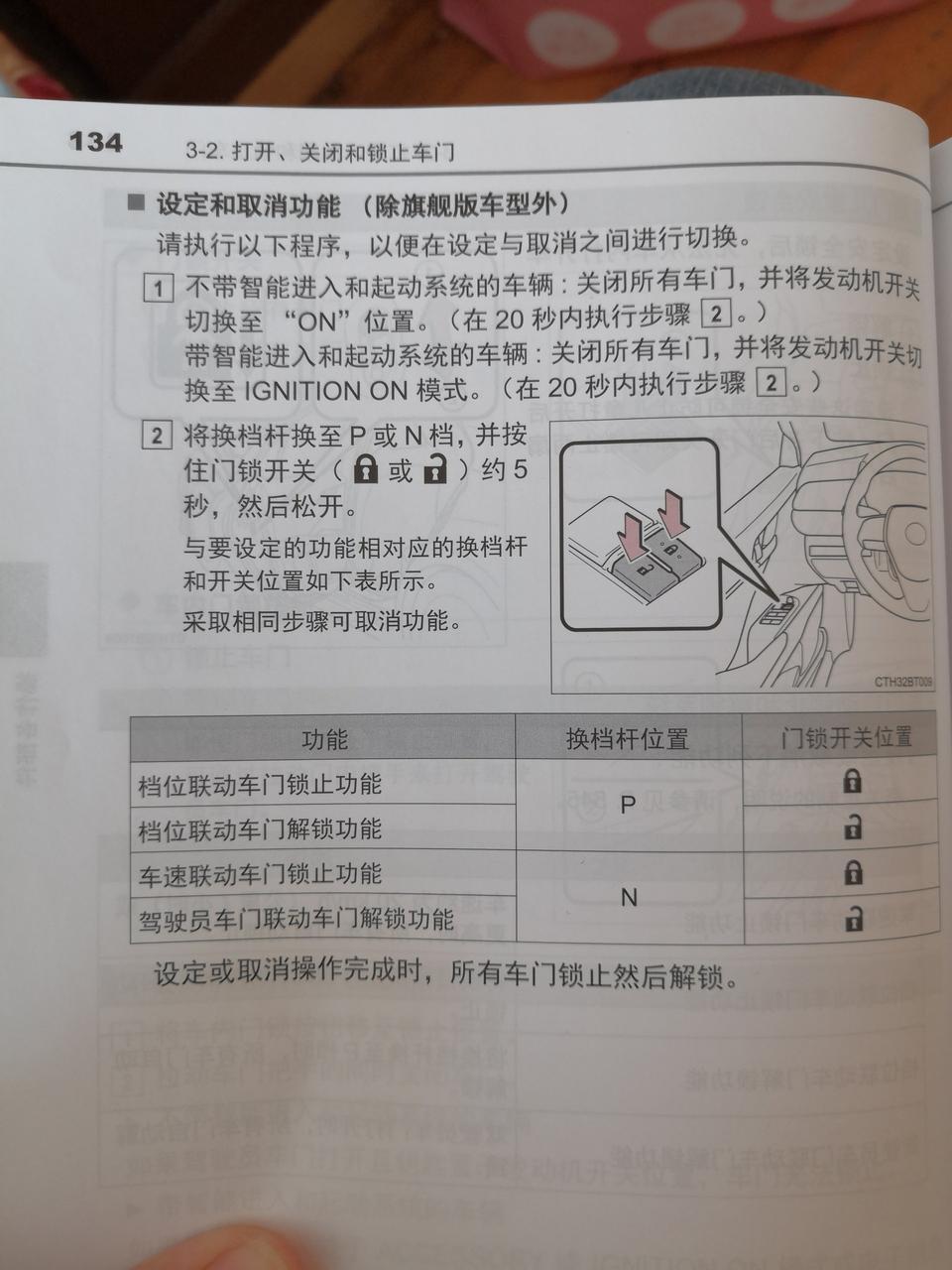 凯美瑞-2.5HG版本按照这个说明书设置P挡自动解锁车门，为什么5秒以后没反应，也没设置成功。求助。