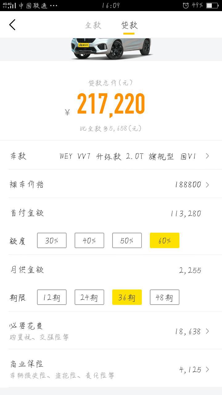 wey vv7-月供两千多对吗  里面包含利息吗？