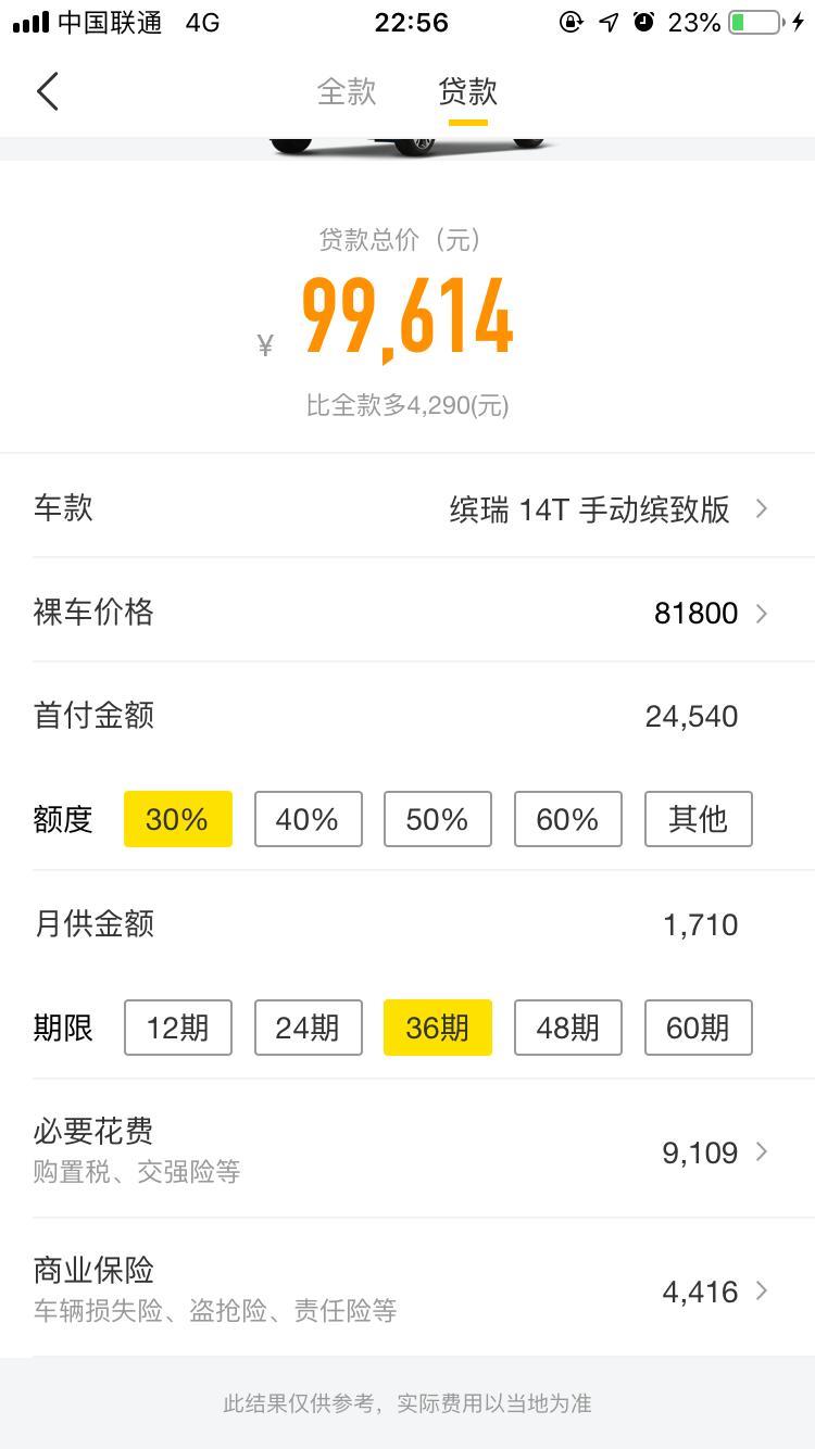 缤瑞-想分期买这款车。 但是购置税各方面都不会算。能按照懂车帝上的这个算吗？