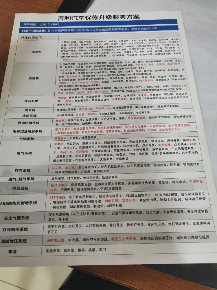 帝豪gs-请问刚首保完4s店推荐对车保修升级服务吗6年15万公里，有必要吗？