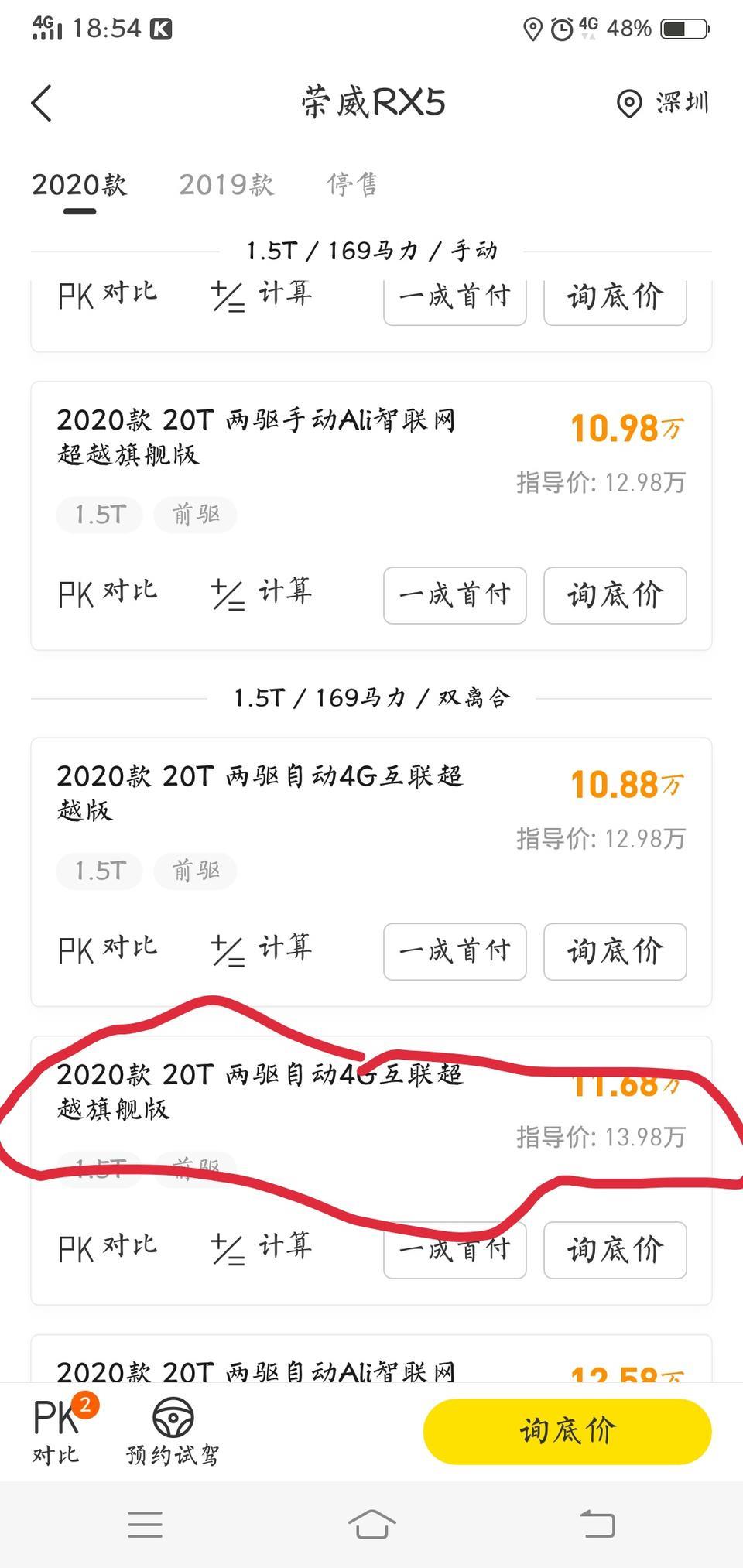 荣威rx5-今天去4s店看车了，看的是这款龙威RX5两驱自动4G互联超越旗舰版的13.98万。跟4s店谈好优惠后，落地价131800全包，分期购车，现在贷款资料已提上去，不知道能不能贷下来。各位车友，请问这个价钱买贵了嘛？