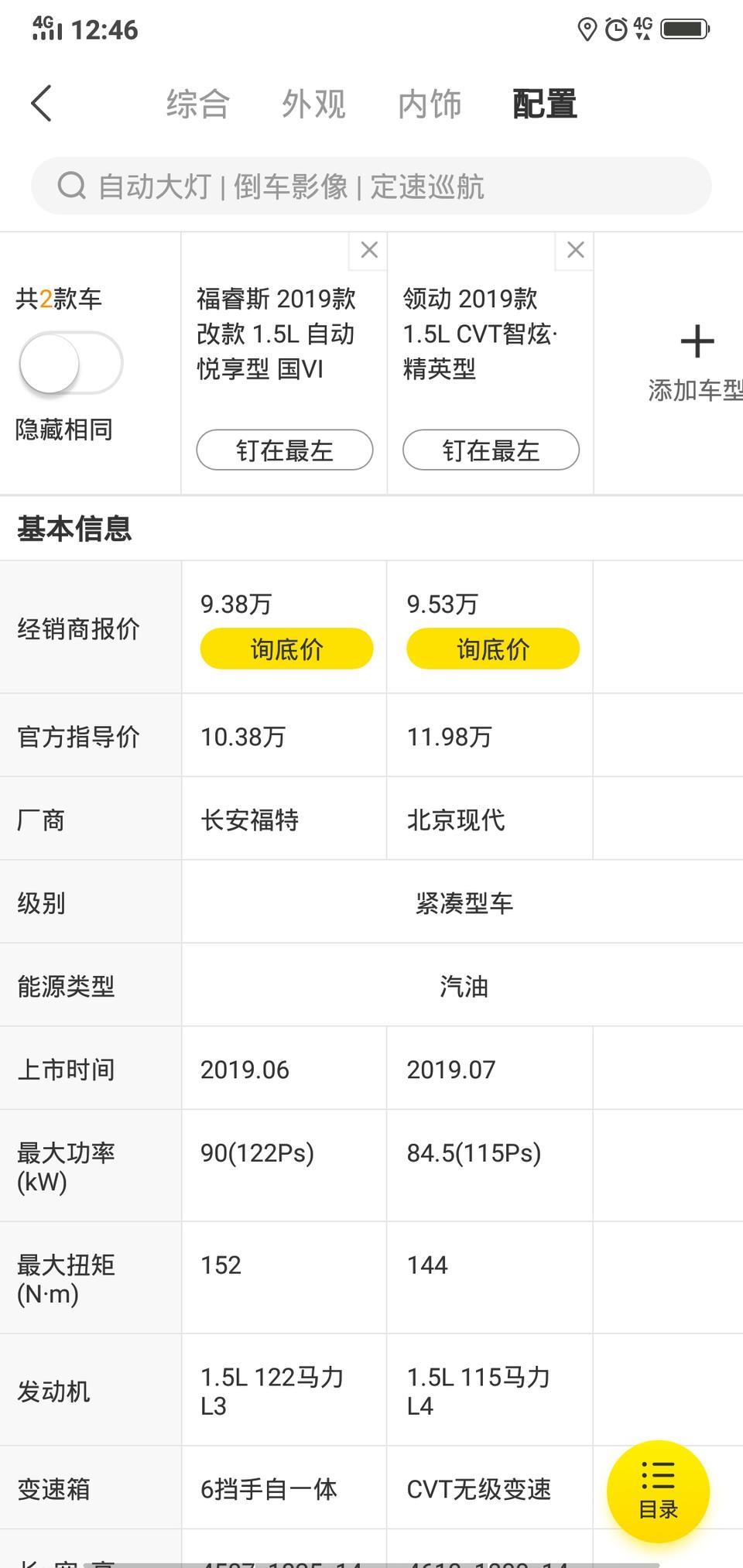 福睿斯-这两个车 那个好一点 小毛病少