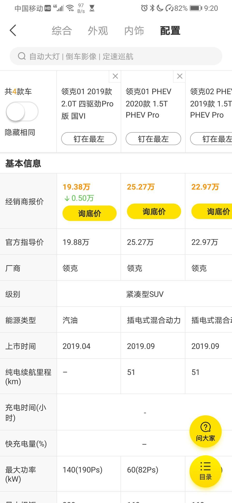 领克02 phev-这四款车哪款好