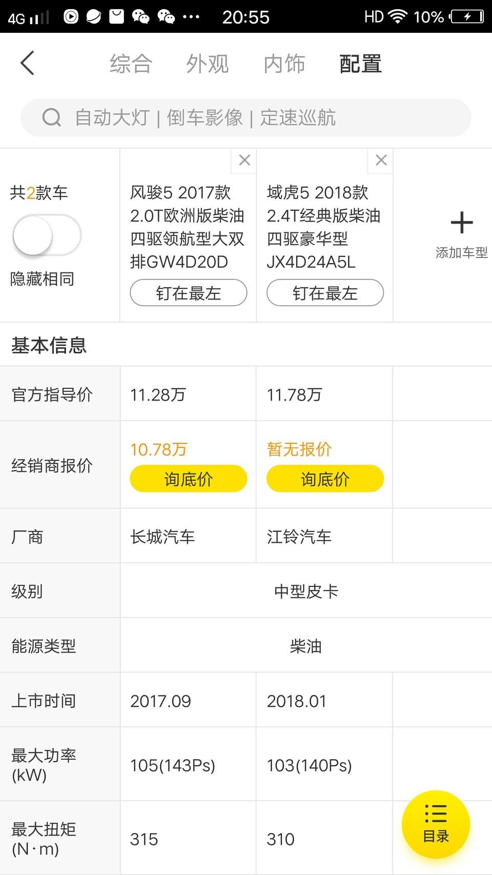 风骏5-请问大家这两款车哪款好？