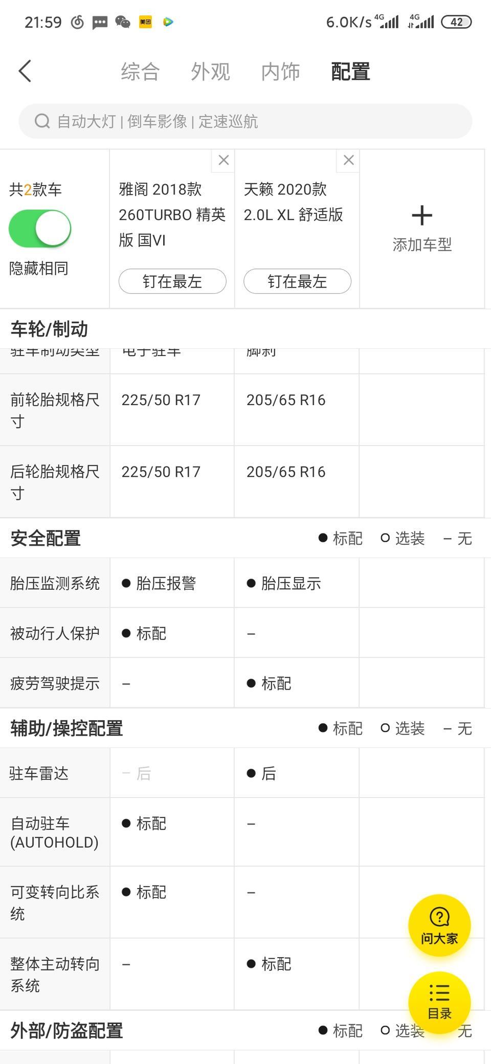 问下，精英雅阁和舒适天籁哪个好，天籁配置稍微高一点，价格优惠大
