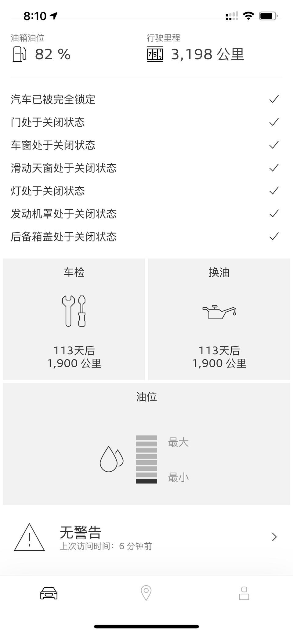 奥迪a6l-c8，冷车，app上显示机油油位到了最小刻度线。有和我遇到的情况一样的吗…