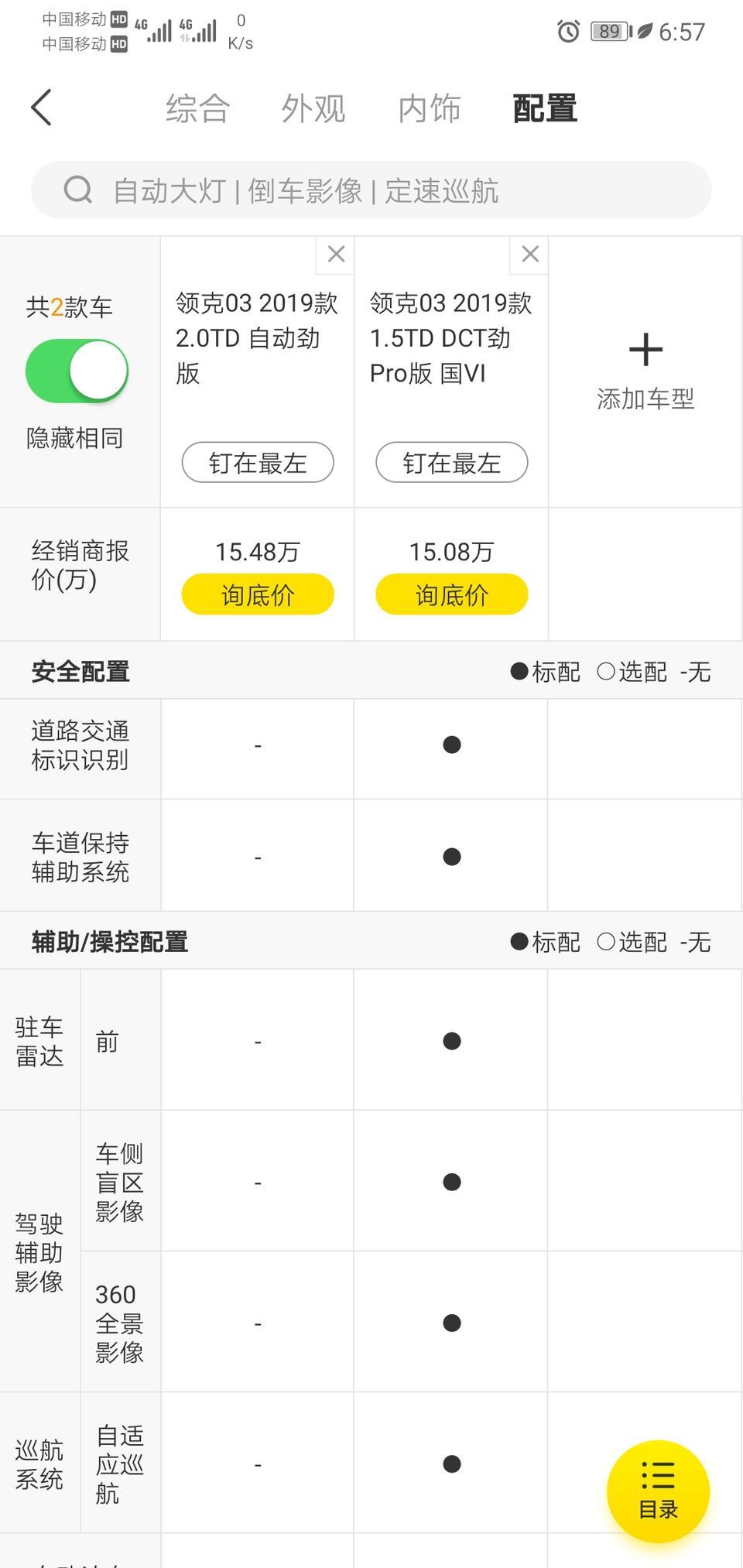 领克03  1.5顶配和2.0低配  用这么多配置换一个缸值不值？