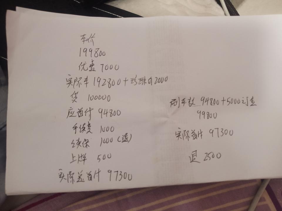 大家好!凯美瑞2.0G豪华版按揭首付92800十珍珠白2000贷款100000万月供3300三十六期，落地差不多二十三万五！划算吗?求大家指点指点，各位帮我算算