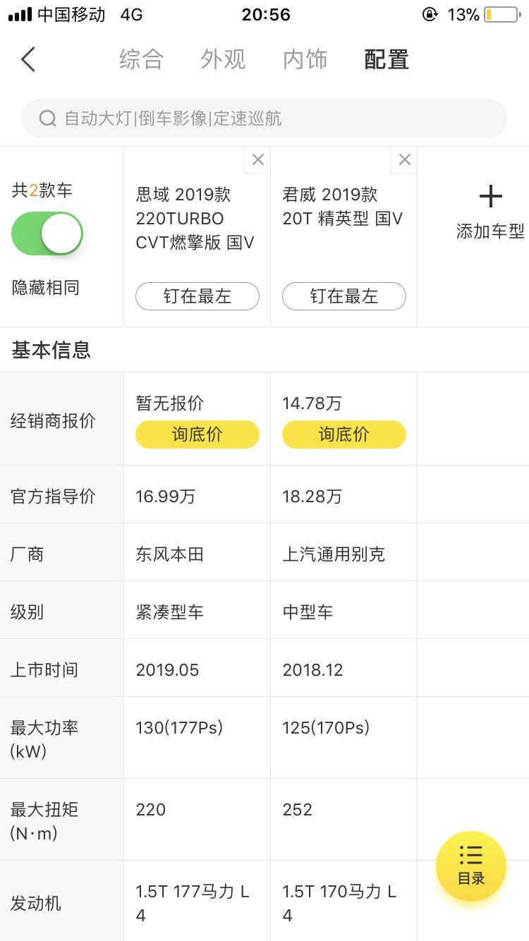 思域1.5t燃擎版和君威1.5t精英版。哪个性比价会高一点？价格相差也不多。家用为主，在乎后排空间，。