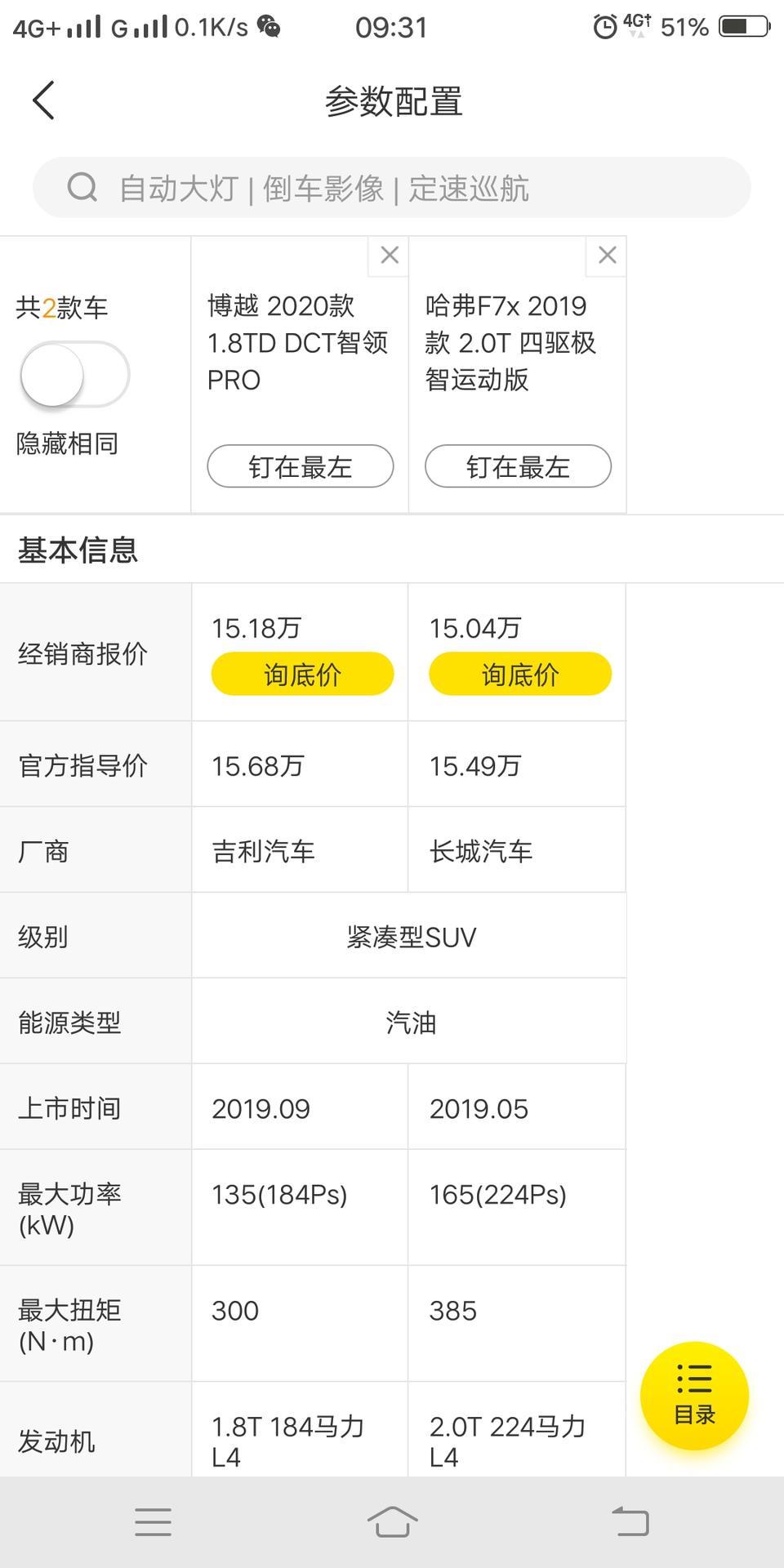 博越-想问问大神们，这两款车比较哪个更好？