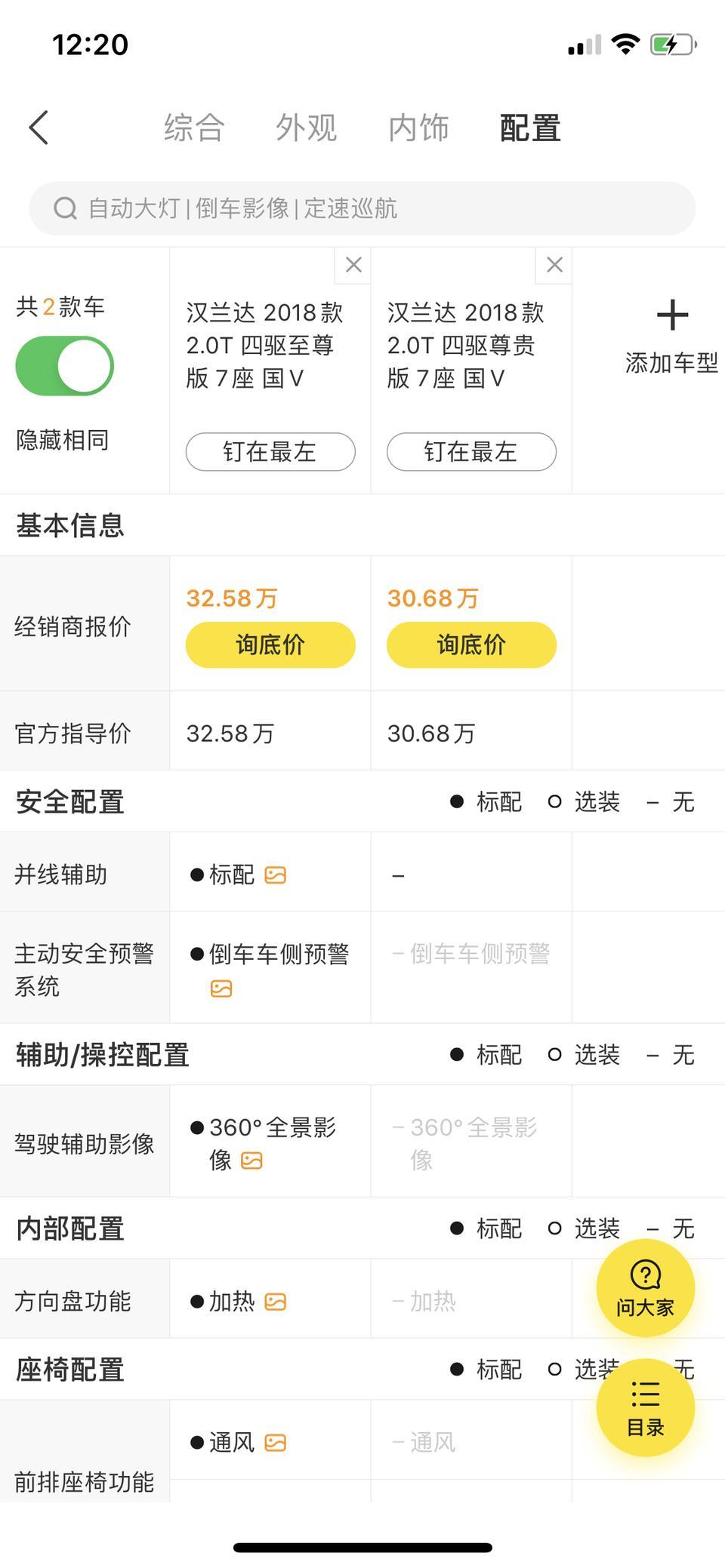 各位大佬，小弟想入手一台汉兰达，是选四驱顶配性价比高还是选择次顶配，还有就是4S店让加两万装潢，请问加哪些比较划算