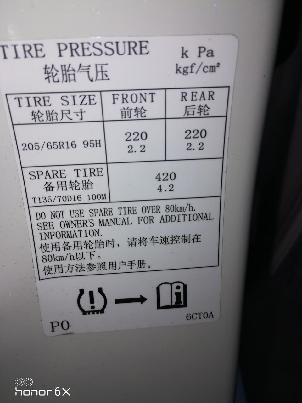 天籁-20款舒适版，左门胎压数前后都显示2.2，记得一般2.3到2.5为正常，有点不明白。