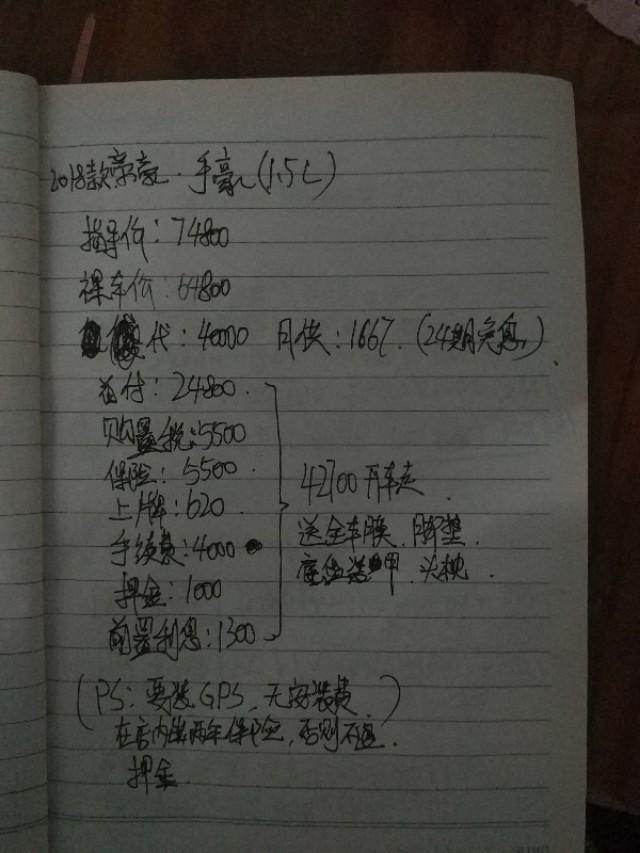 今天去看了一下18款帝豪手动豪华版，请问下各位车友这个价钱可以下手吗？（4s店不让拍照，我记住了他写的项目自己回来列出来了）