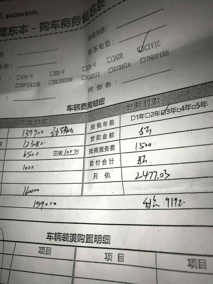 思域-今天去看劲动版的全款159000   分期三年 首付80000   利息9192      分期全部下来169192贵吗？
