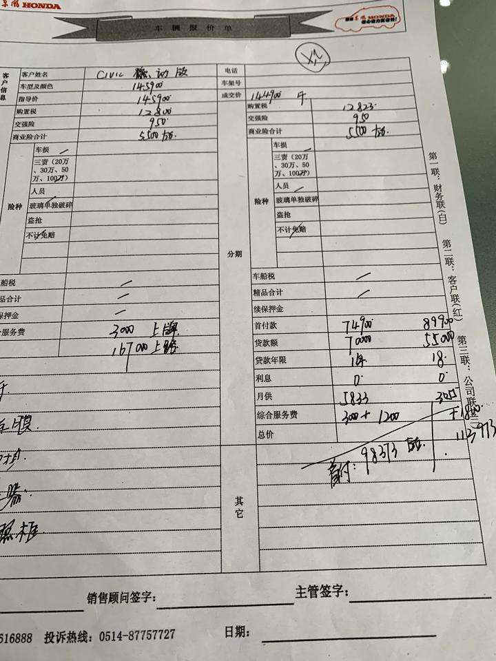 思域-今天刚提的19款燃动国6，分期167282，不知道贵了没