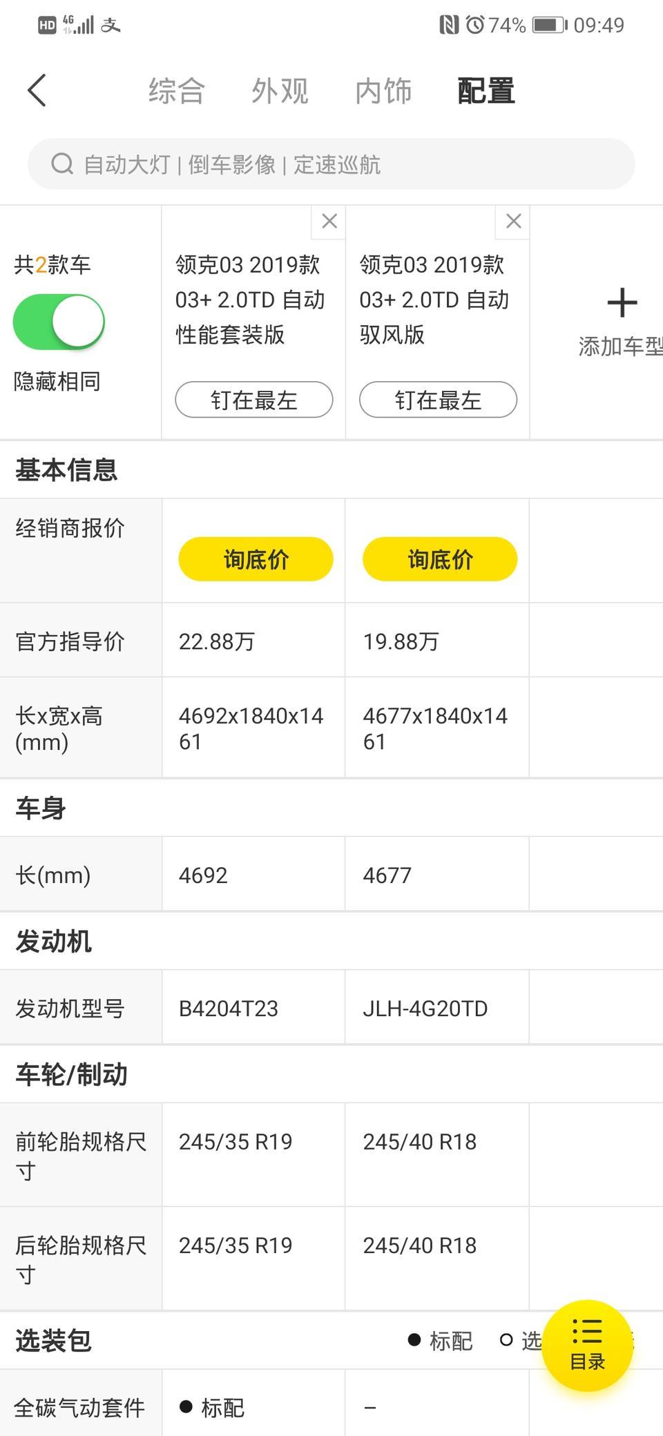 领克03＋顶配与中配为什么发动机型号不一样，差的只是套件轮毂吗？