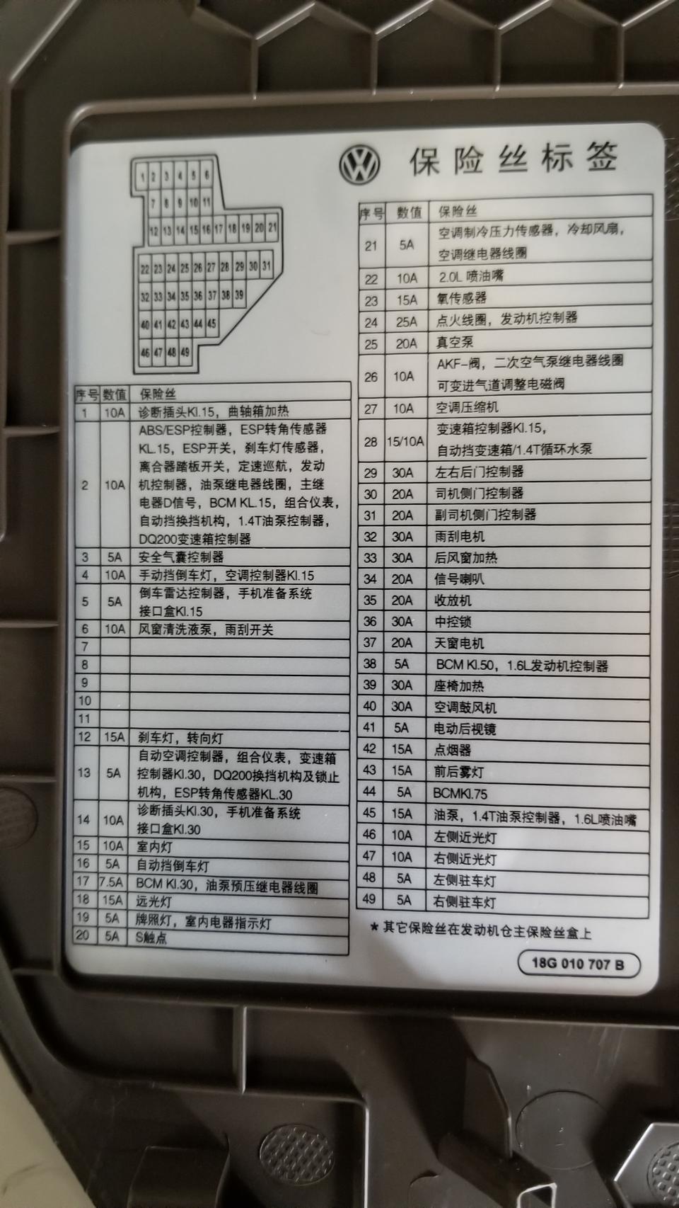 14款1.4t宝来22和25位置没有保险丝是正常的么？？？？