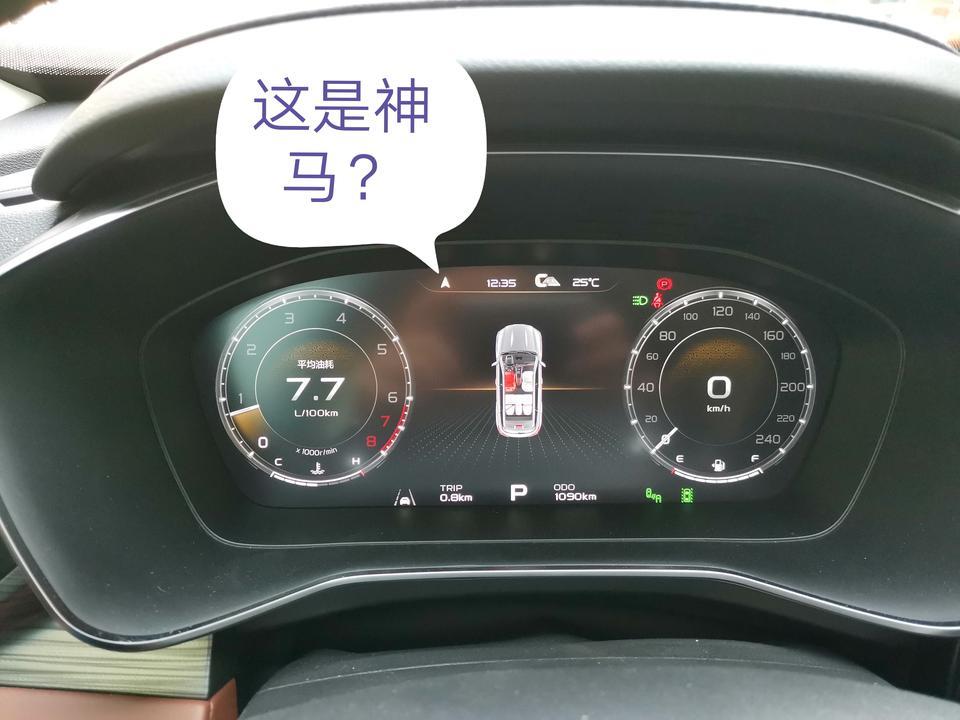 吉利博越PRO这个图标是什么功能？

如下图所示：吉利博越PRO液晶仪表盘上面有个箭头的图标，不知道什么意思？我本来觉得应该是车辆行驶方向，但这个箭头从来没有改变过方向，一直向前指示。是不是我哪里没有设置呢，还是咋回事？说明书上面也没有找到相关信息。各位大神帮帮忙，谢谢了！这是刚提车那会拍得照片。