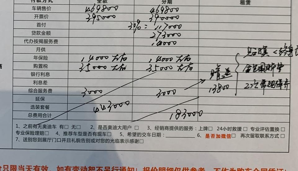 奥迪a6l-45TFSi四驱臻选这个价格贵吗，裸车39，购置3.5，保险1.4 ，按揭服务费1.4，加上利息47了