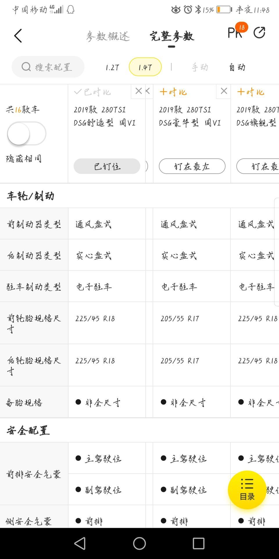 所以速腾1.4T舒适版VL是18寸的？