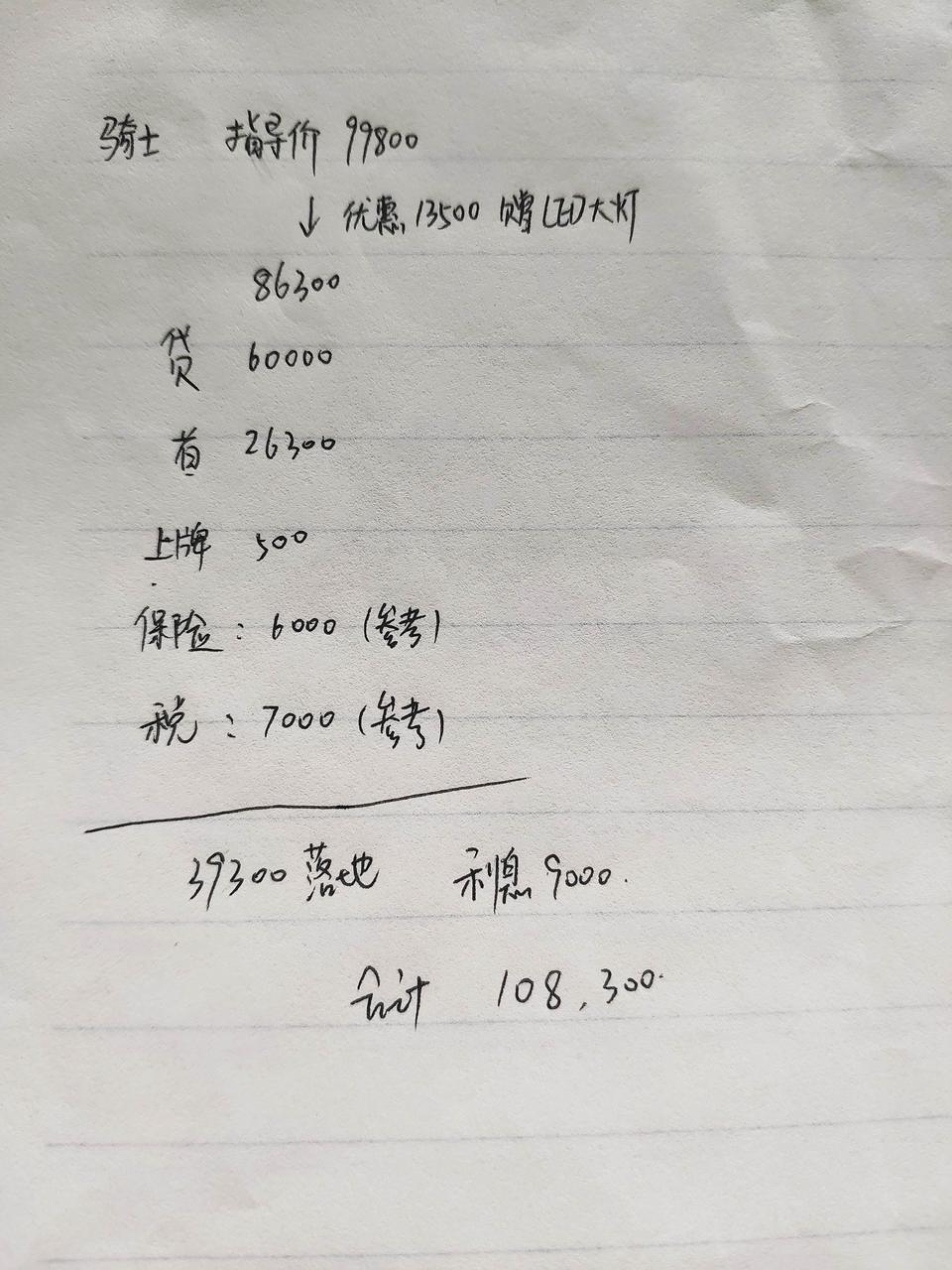 缤越-各位大佬，帮我看看我这19款骑士是不是贵了～
