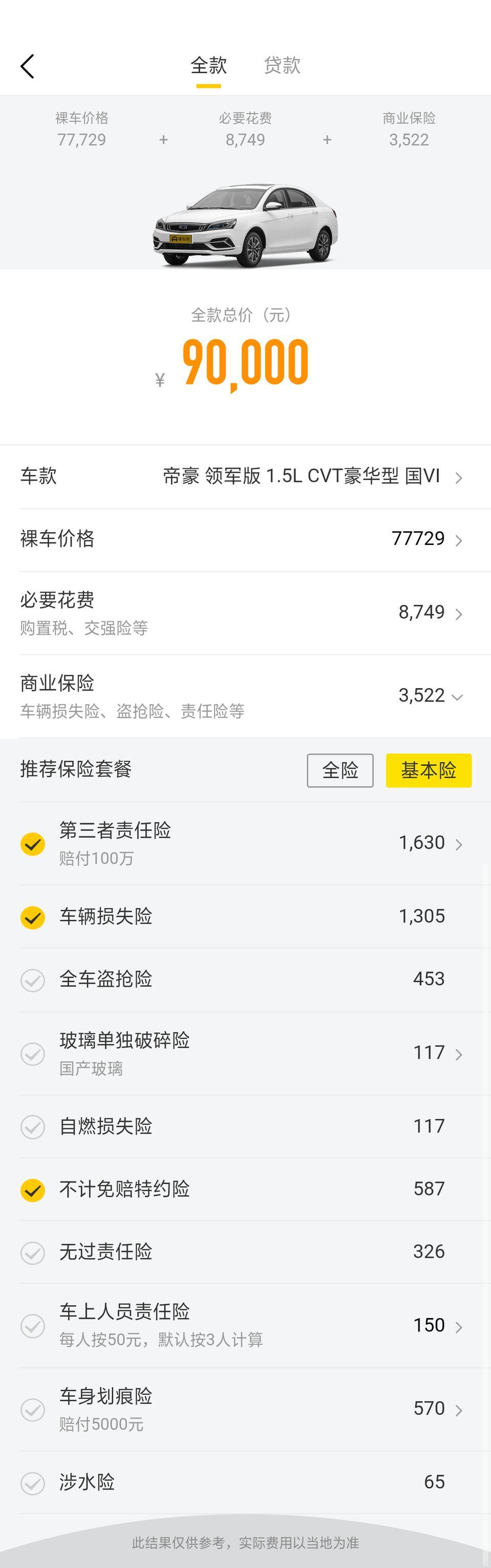 帝豪-豪华型1.5cvt 在广东深圳或惠州河源 全款要多少钱拿下。