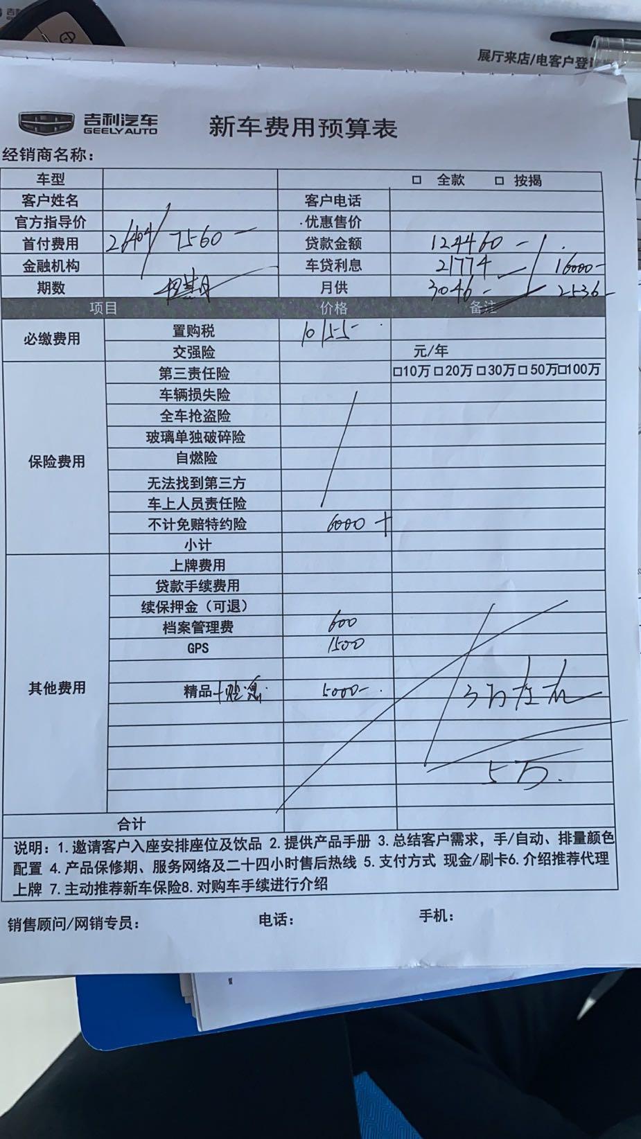 吉利icon-请问档案管理费600，GPS1500，金融服务费5000，内蒙古的4s店这些费用你们买车有吗？分享一下大家都是多少钱提的车？