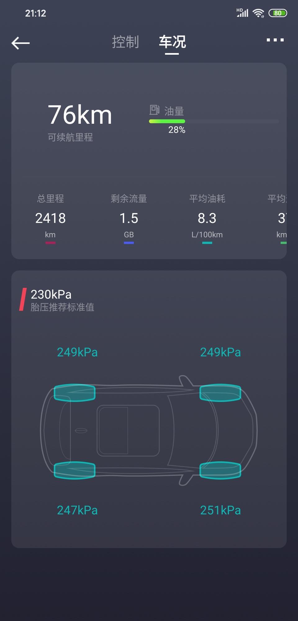 星越-你们油表显示正常吗？APP显示剩3%油今天早上加了200块钱油34.25L，结果油表显示只有四分之一，APP显示28%，然后开了两趟高速大概74公里  中间看来眼油表没变，晚上又APP看了下还是28%。可续航里程76KM，前几次加油也不准 但是过几个小时就变正常了，今天都过十几个小时了???。今天还把免费换N95空调滤芯给预约了，最后一天了再不约就没免费了