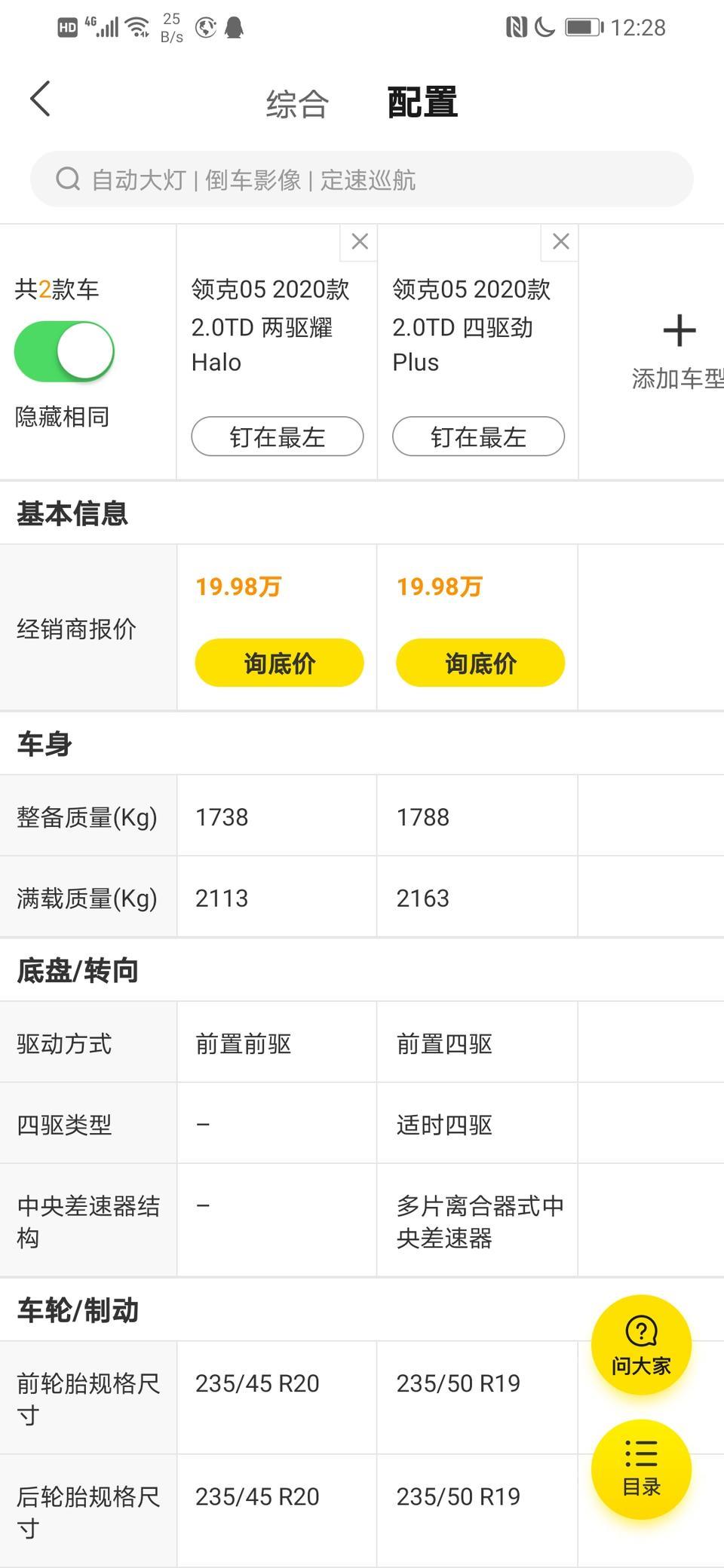 领克05-问下车友一个问题，同等价位的19万9千8的两驱高配和四驱低配，大家会选择哪一款