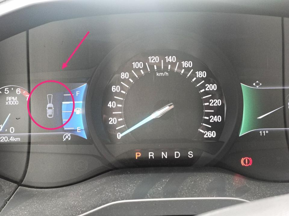锐界-小特跑了220km，仪表盘上出现车子模样的，各位车主这是怎么回事？