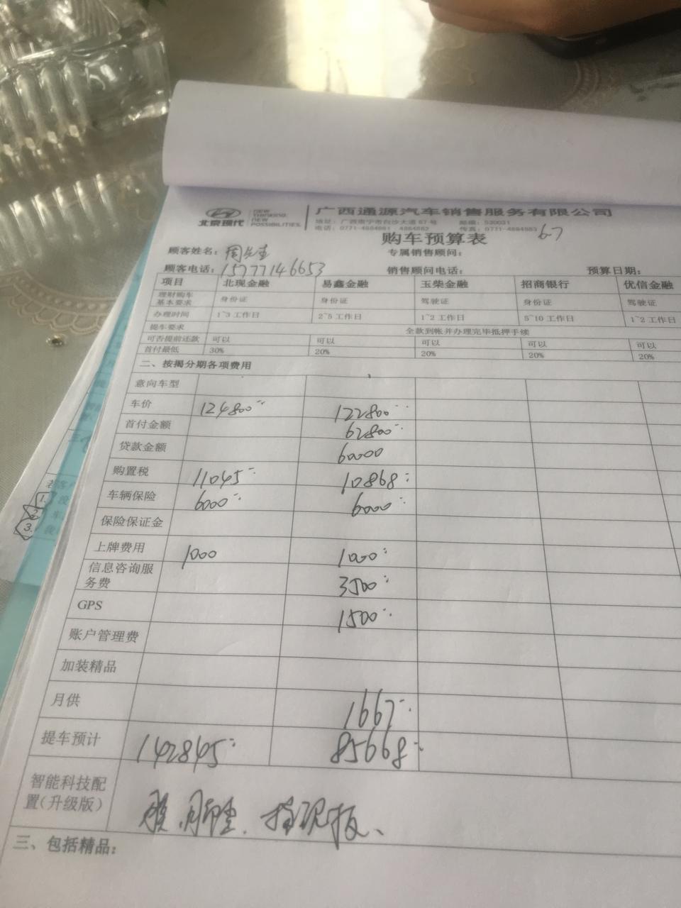 前天去看了现代名图顶配，销售给了一张预算贵吗