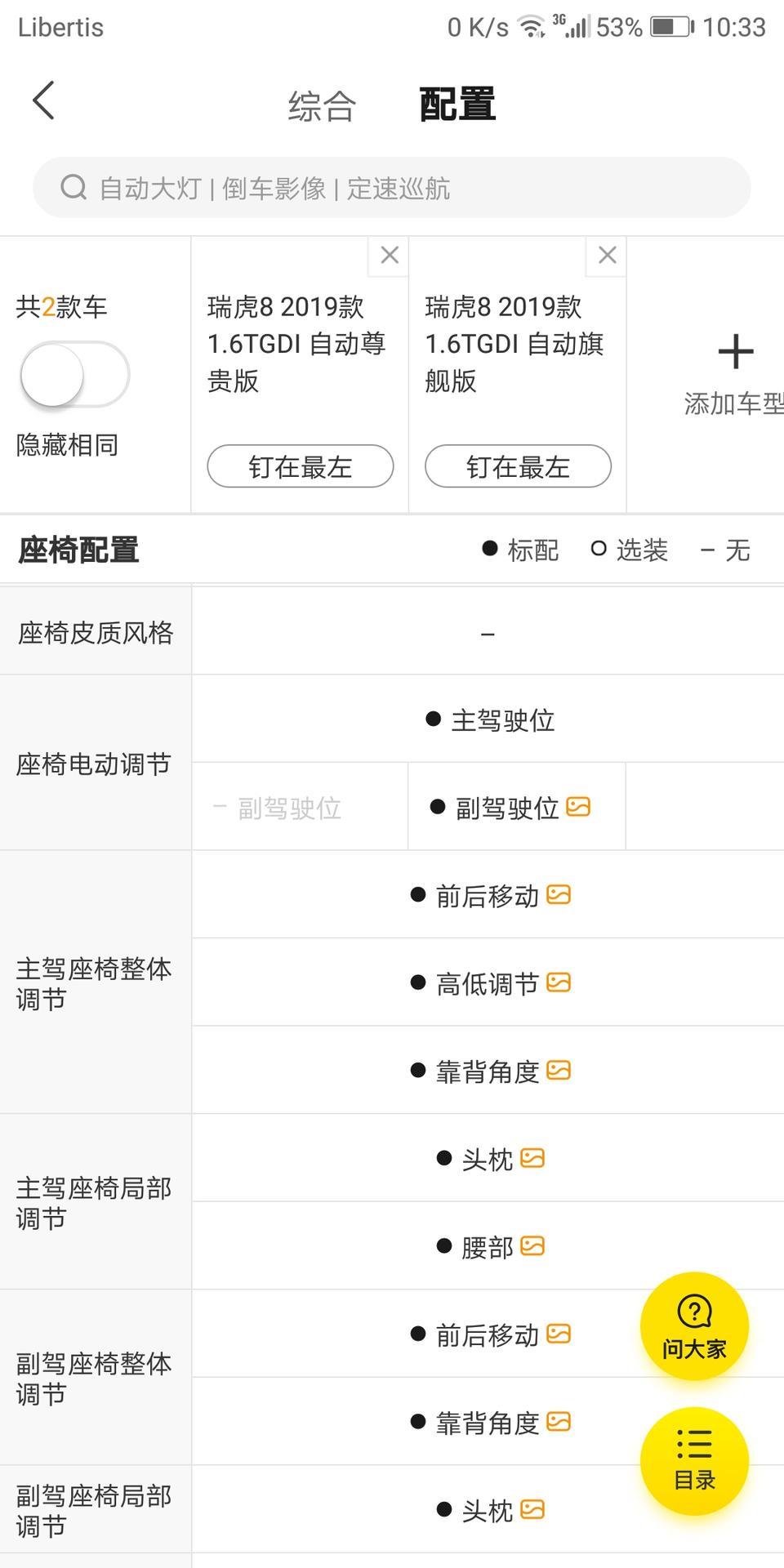 瑞虎8-想问一下大神们，这个截图里面的座椅调节，啥意思，也就是低配的副驾不带座椅调节吗，还是说手动的，没明白