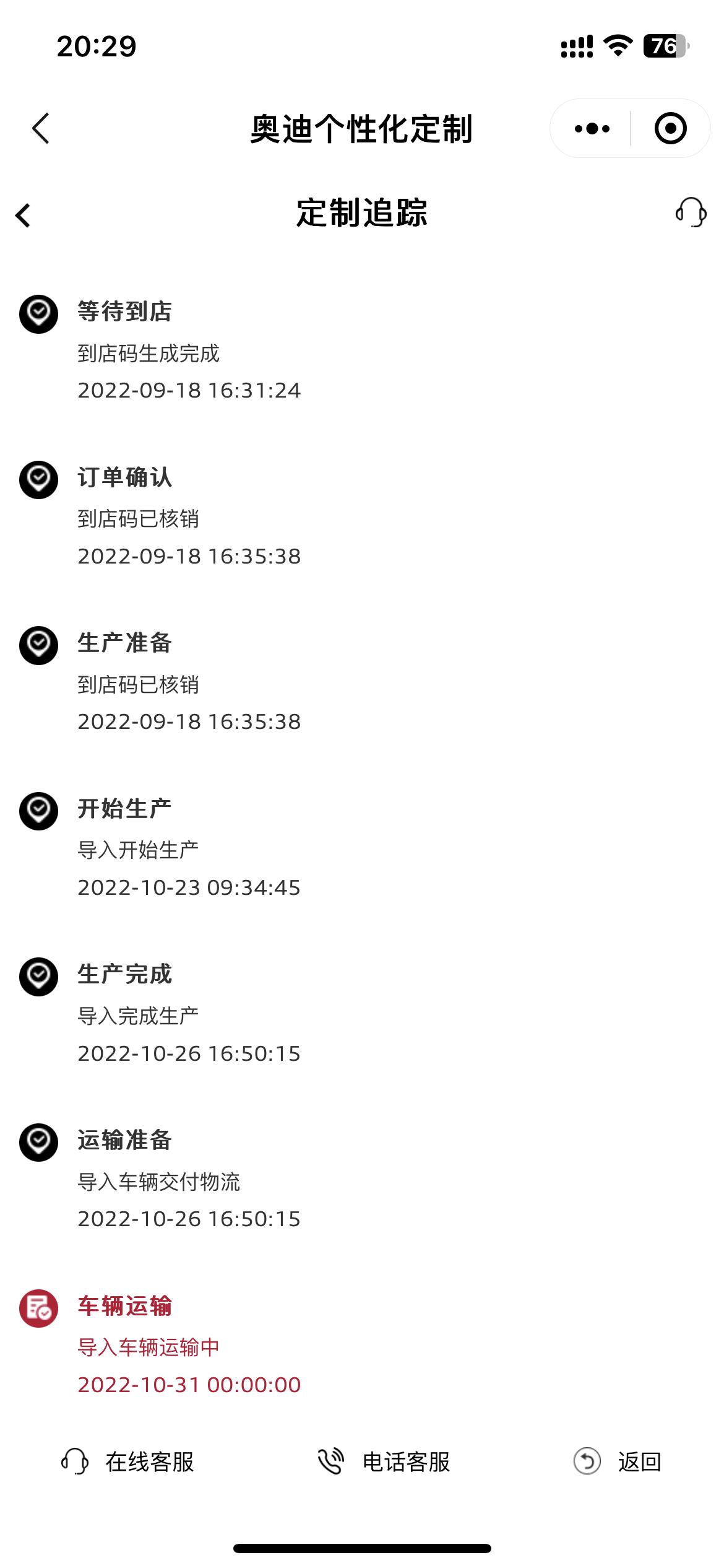 奥迪A4L 大概多久能到啊