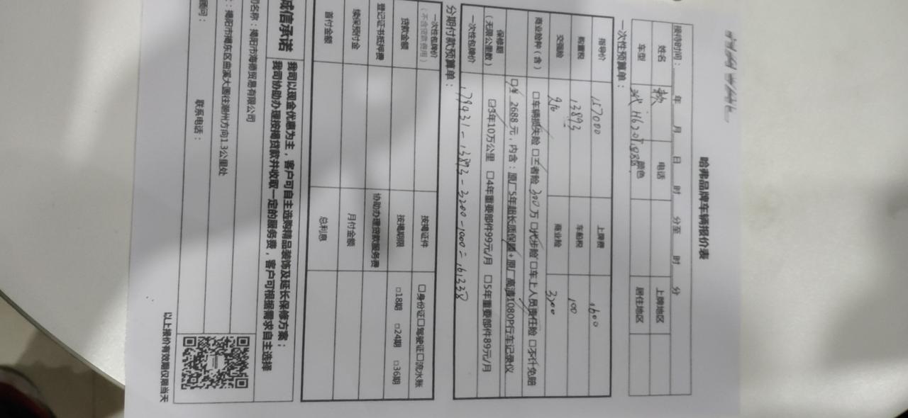 哈弗H6 大佬们H6，2.0四驱落地多少米左右？坐标广东。这个报价吓人