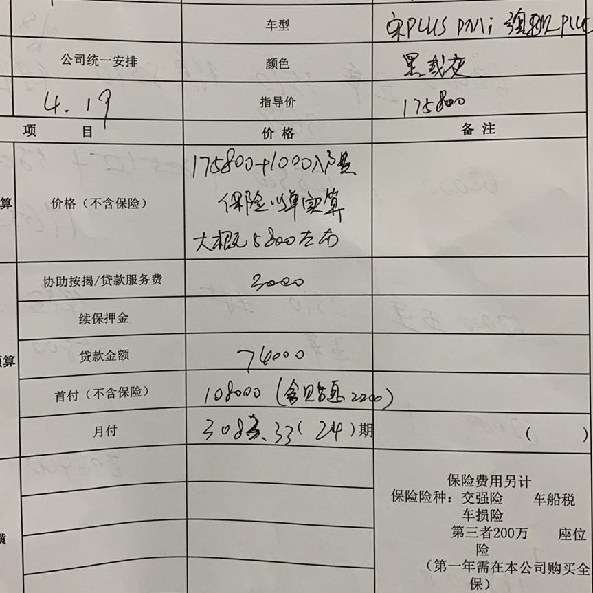 比亚迪宋PLUS DM-i 女孩子第一次买车求问宋puls dm-i两驱顶配选灰还是黑呀？谈了送四次保养其他价格谈不了