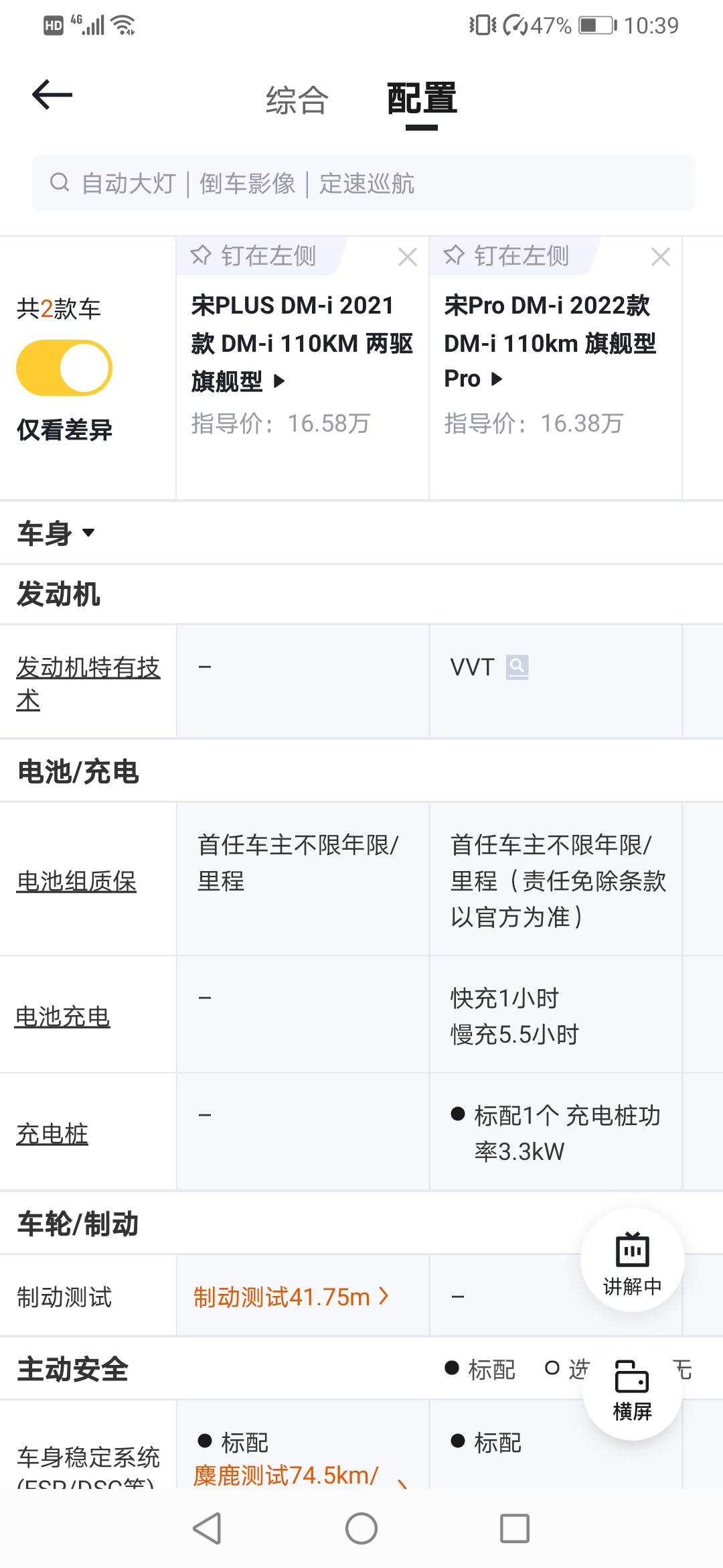比亚迪宋PLUS DM-i 新手提问，预算17个左右目前钟意宋pro高配，纠结的是不知道pro跟plus有什么区别。目前