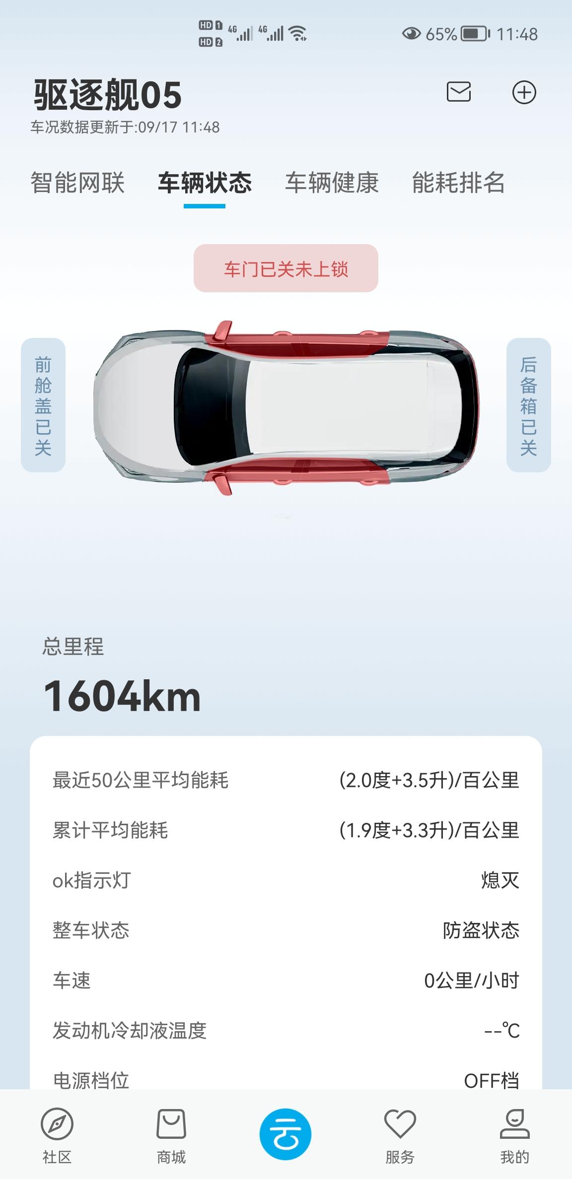 比亚迪驱逐舰 05 昨天开始刷新好多次?周围网络良好车已锁可APP还是显示车门未锁这是为什么………
